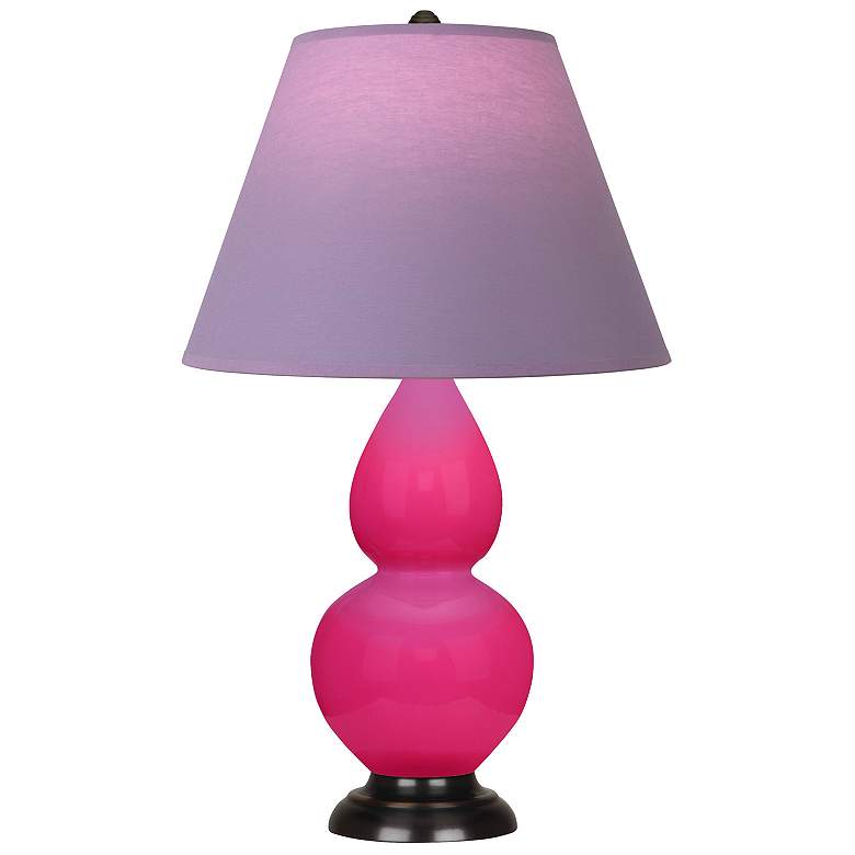 Image 1 Double Gourd 23"H Razzle Rose And Bronze Lamp w/ Lavender And Plum Shade