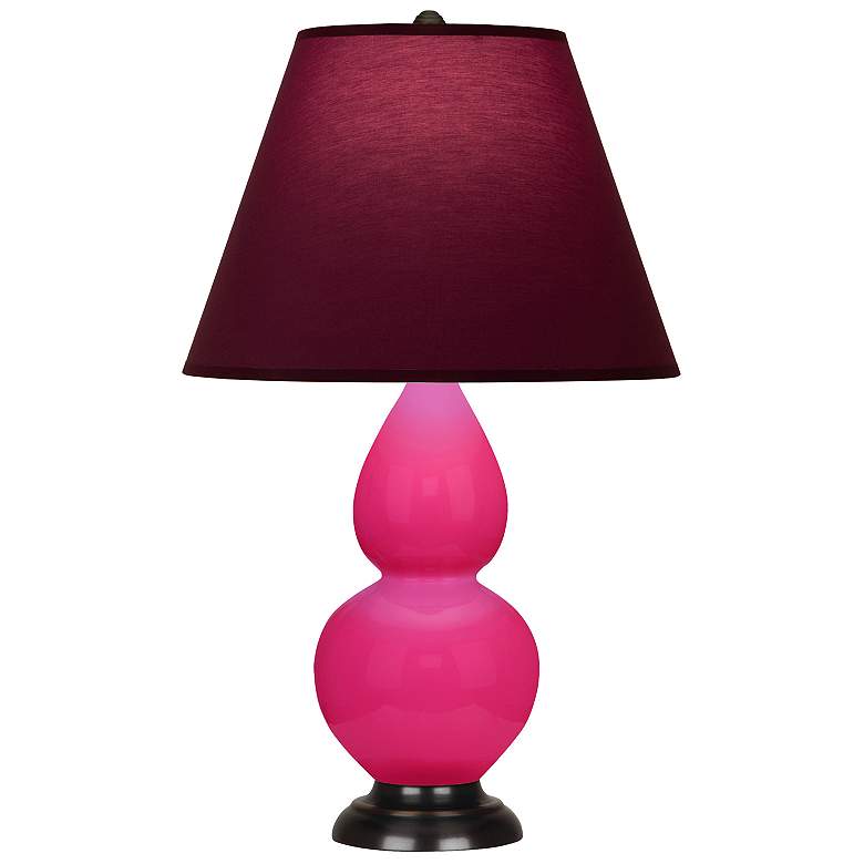Image 1 Double Gourd 23"H Razzle Rose And Bronze Lamp w/ Plum And Lavender Shade