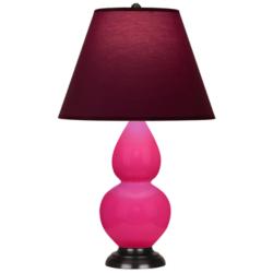 Double Gourd 23"H Razzle Rose And Bronze Lamp w/ Plum And Lavender Shade