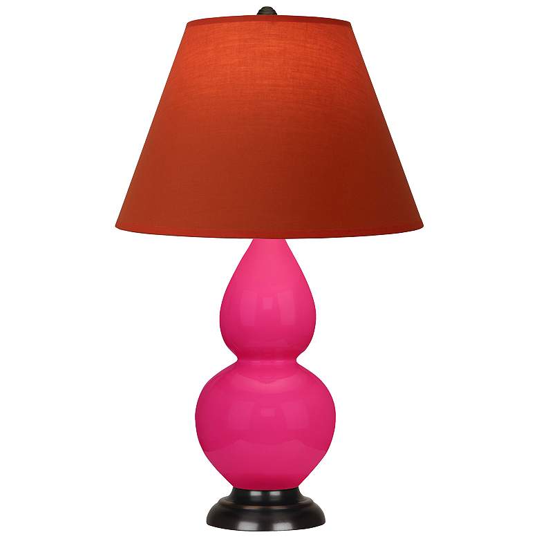 Image 1 Double Gourd 23"H Razzle Rose And Bronze Lamp w/ Tangerine And Taupe Shade