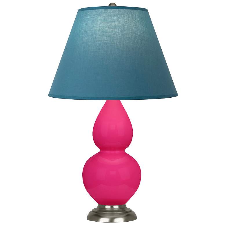Image 1 Double Gourd 23"H Razzle Rose And Silver Lamp w/ Bright Blue And Gray Shade
