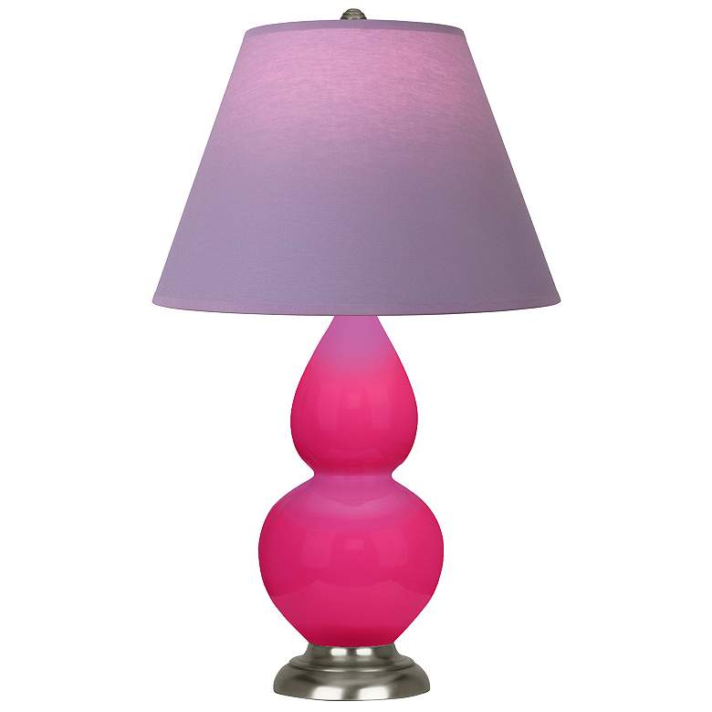Image 1 Double Gourd 23"H Razzle Rose And Silver Lamp w/ Lavender And Plum Shade