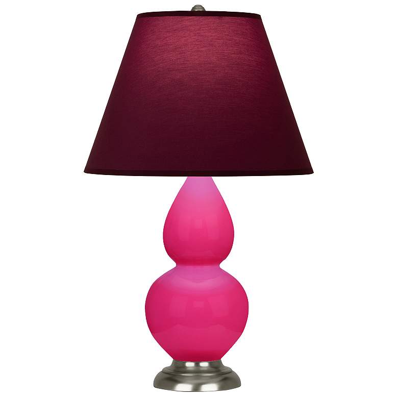 Image 1 Double Gourd 23"H Razzle Rose And Silver Lamp w/ Plum And Lavender Shade