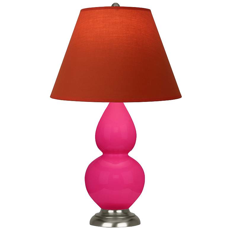 Image 1 Double Gourd 23"H Razzle Rose And Silver Lamp w/ Tangerine And Taupe Shade
