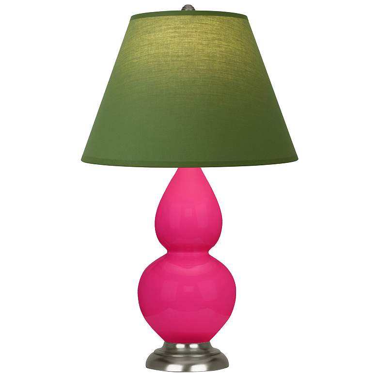 Image 1 Double Gourd 23"H Razzle Rose And Silver Lamp w/ Tea And Taupe Shade