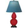 Double Gourd 23"H Ruby Red And Bronze Lamp w/ Bright Blue And Gray Shade