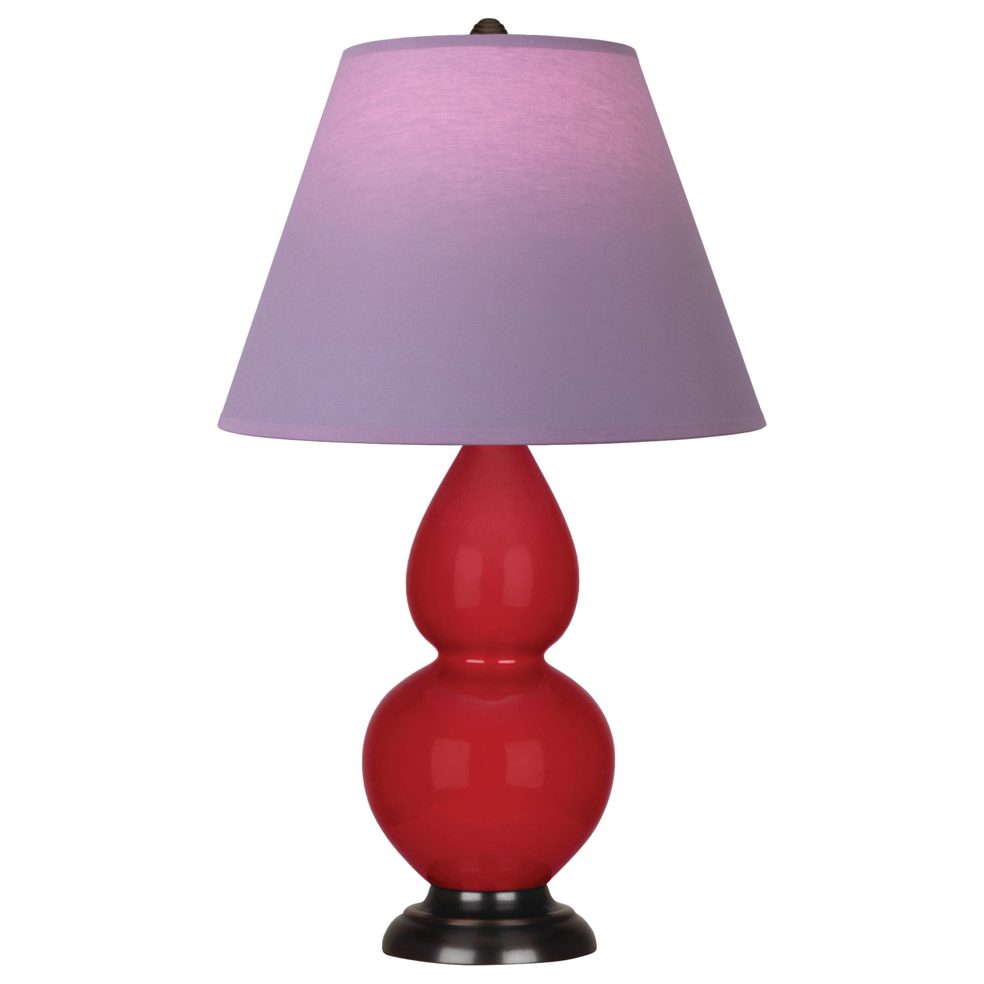 Image 2 Double Gourd 23"H Ruby Red And Bronze Lamp w/ Lavender And Plum Shade more views