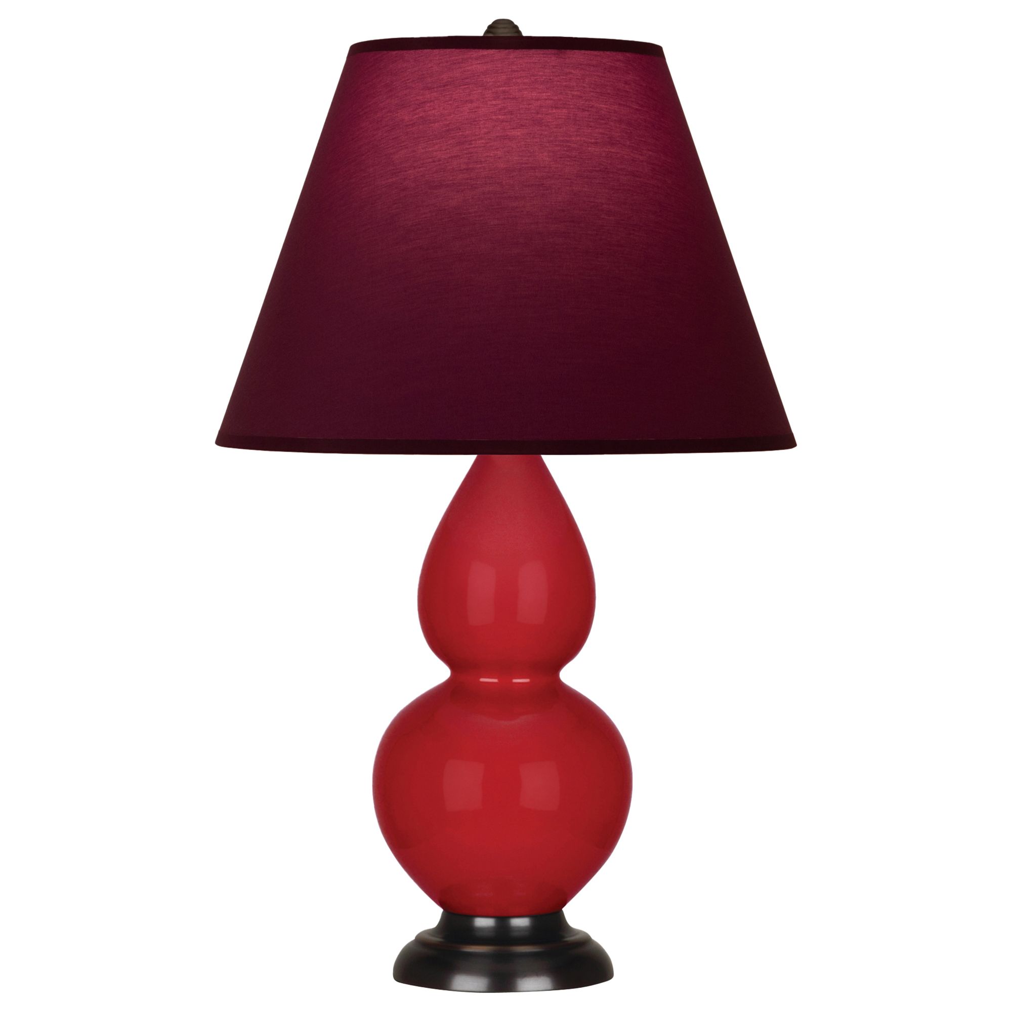 Image 2 Double Gourd 23"H Ruby Red And Bronze Lamp w/ Plum And Lavender Shade more views
