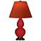 Double Gourd 23"H Ruby Red And Bronze Lamp w/ Tangerine And Taupe Shade
