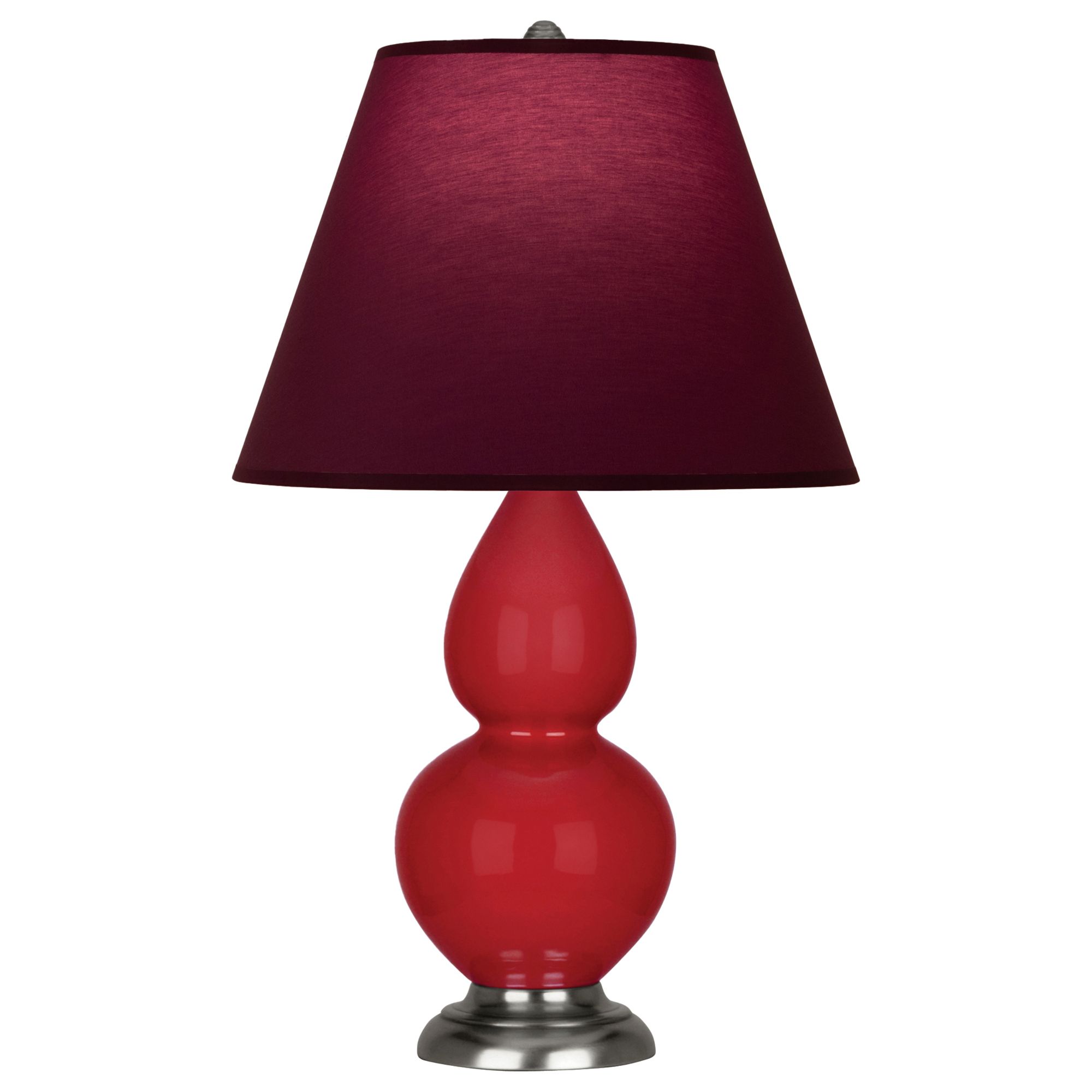 Image 2 Double Gourd 23"H Ruby Red And Silver Lamp w/ Plum And Lavender Shade more views