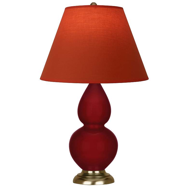Image 1 Double Gourd 23"H Sangria And Brass Lamp w/ Tangerine And Taupe Shade