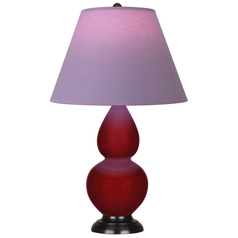 Image 1 Double Gourd 23"H Sangria And Bronze Lamp w/ Lavender And Plum Shade