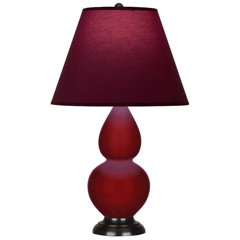 Image 1 Double Gourd 23"H Sangria And Bronze Lamp w/ Plum And Lavender Shade