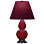 Double Gourd 23"H Sangria And Bronze Lamp w/ Plum And Lavender Shade