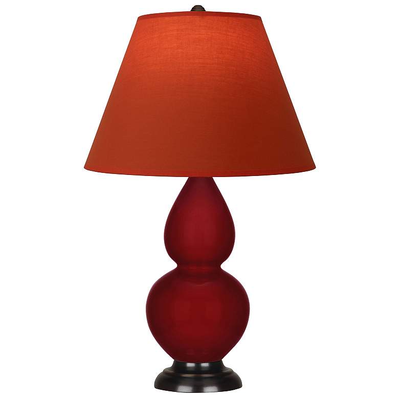 Image 1 Double Gourd 23"H Sangria And Bronze Lamp w/ Tangerine And Taupe Shade