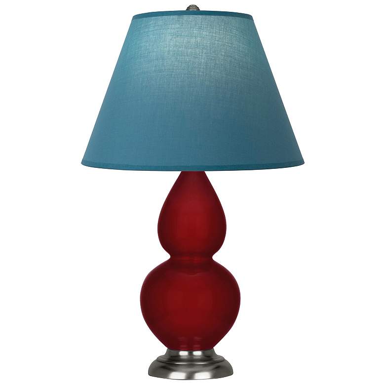 Image 1 Double Gourd 23"H Sangria And Silver Lamp w/ Bright Blue And Gray Shade