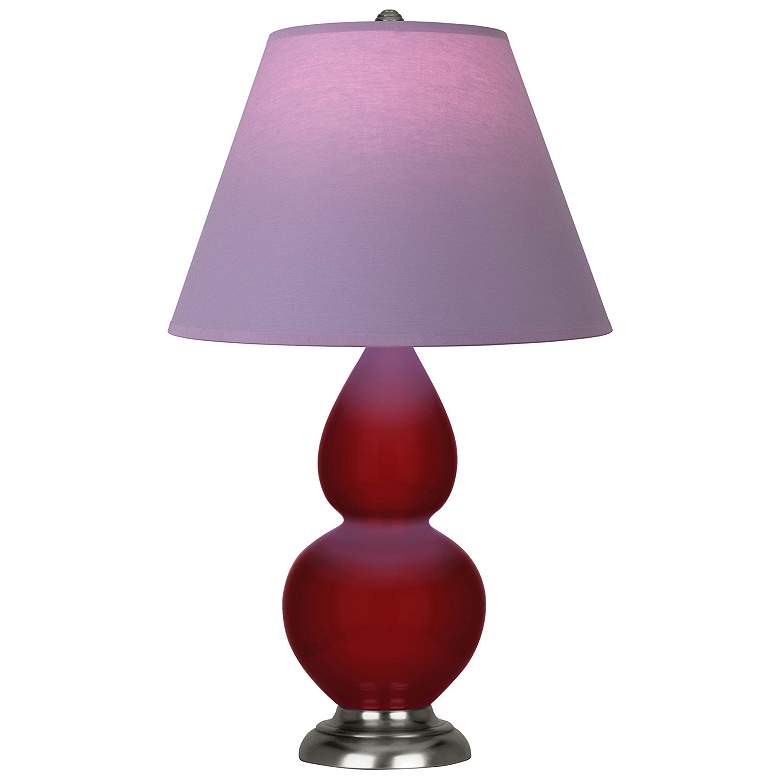 Image 1 Double Gourd 23"H Sangria And Silver Lamp w/ Lavender And Plum Shade
