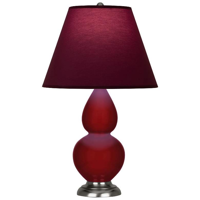 Image 1 Double Gourd 23"H Sangria And Silver Lamp w/ Plum And Lavender Shade