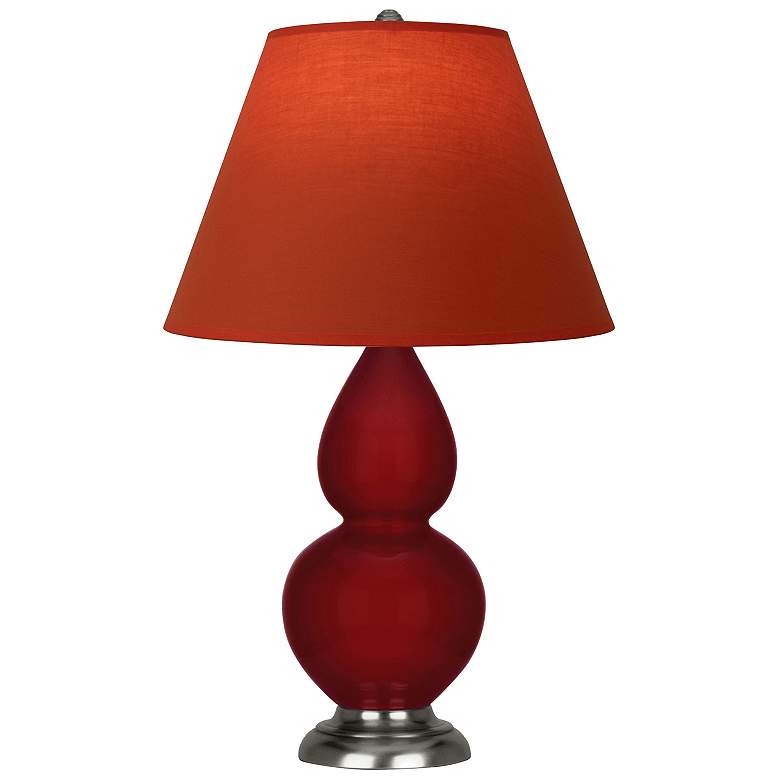 Image 1 Double Gourd 23"H Sangria And Silver Lamp w/ Tangerine And Taupe Shade