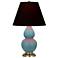 Double Gourd 23"H Steel Blue And Brass Lamp w/ Ink And Rose Shade