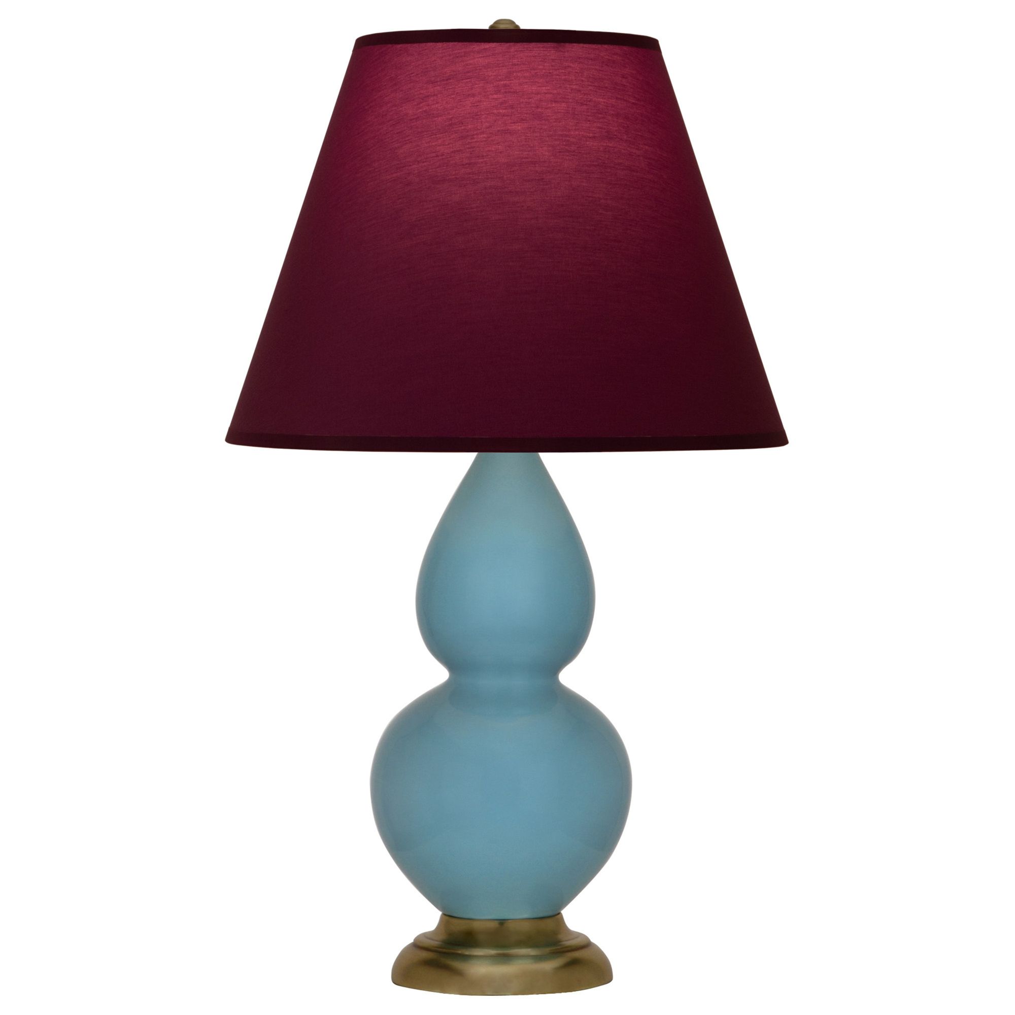Image 2 Double Gourd 23"H Steel Blue And Brass Lamp w/ Plum And Lavender Shade more views