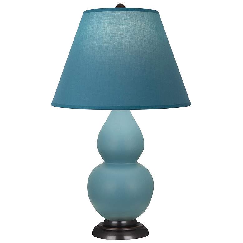 Image 1 Double Gourd 23"H Steel Blue And Bronze Lamp w/ Bright Blue And Gray Shade