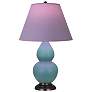 Double Gourd 23"H Steel Blue And Bronze Lamp w/ Lavender And Plum Shade