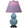 Double Gourd 23"H Steel Blue And Bronze Lamp w/ Lavender And Plum Shade