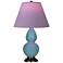Double Gourd 23"H Steel Blue And Bronze Lamp w/ Lavender And Plum Shade