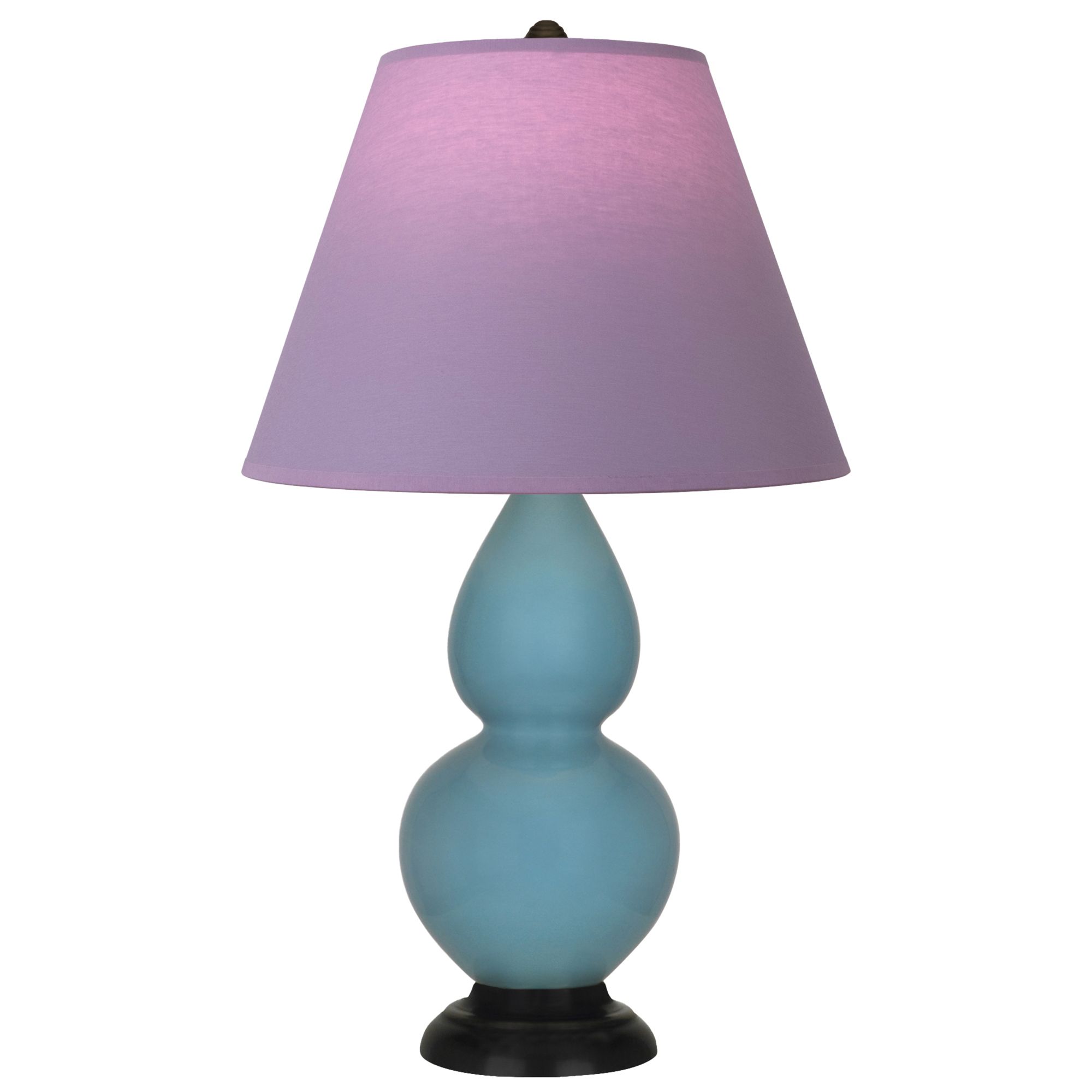 Image 2 Double Gourd 23"H Steel Blue And Bronze Lamp w/ Lavender And Plum Shade more views