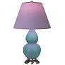 Double Gourd 23"H Steel Blue And Silver Lamp w/ Lavender And Plum Shade
