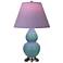 Double Gourd 23"H Steel Blue And Silver Lamp w/ Lavender And Plum Shade