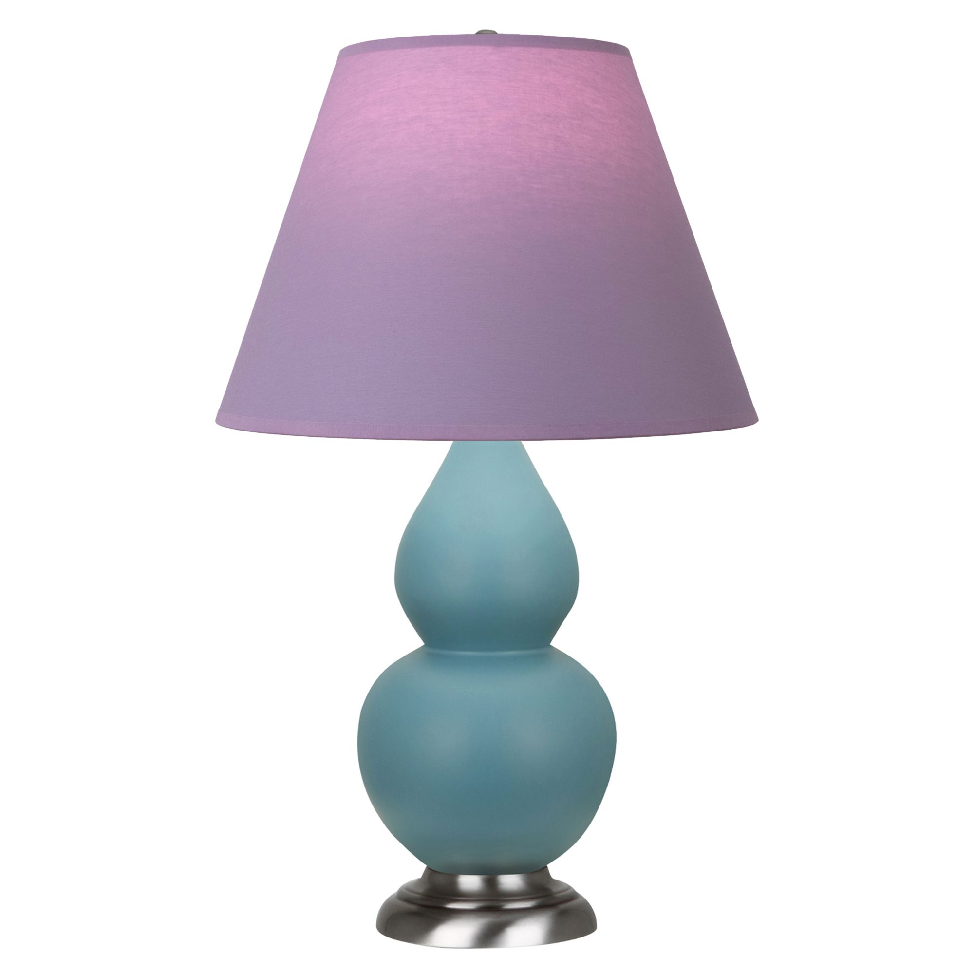 Image 2 Double Gourd 23"H Steel Blue And Silver Lamp w/ Lavender And Plum Shade more views