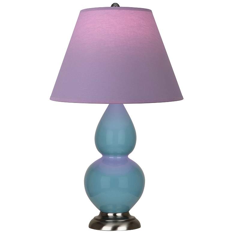 Image 1 Double Gourd 23"H Steel Blue And Silver Lamp w/ Lavender And Plum Shade