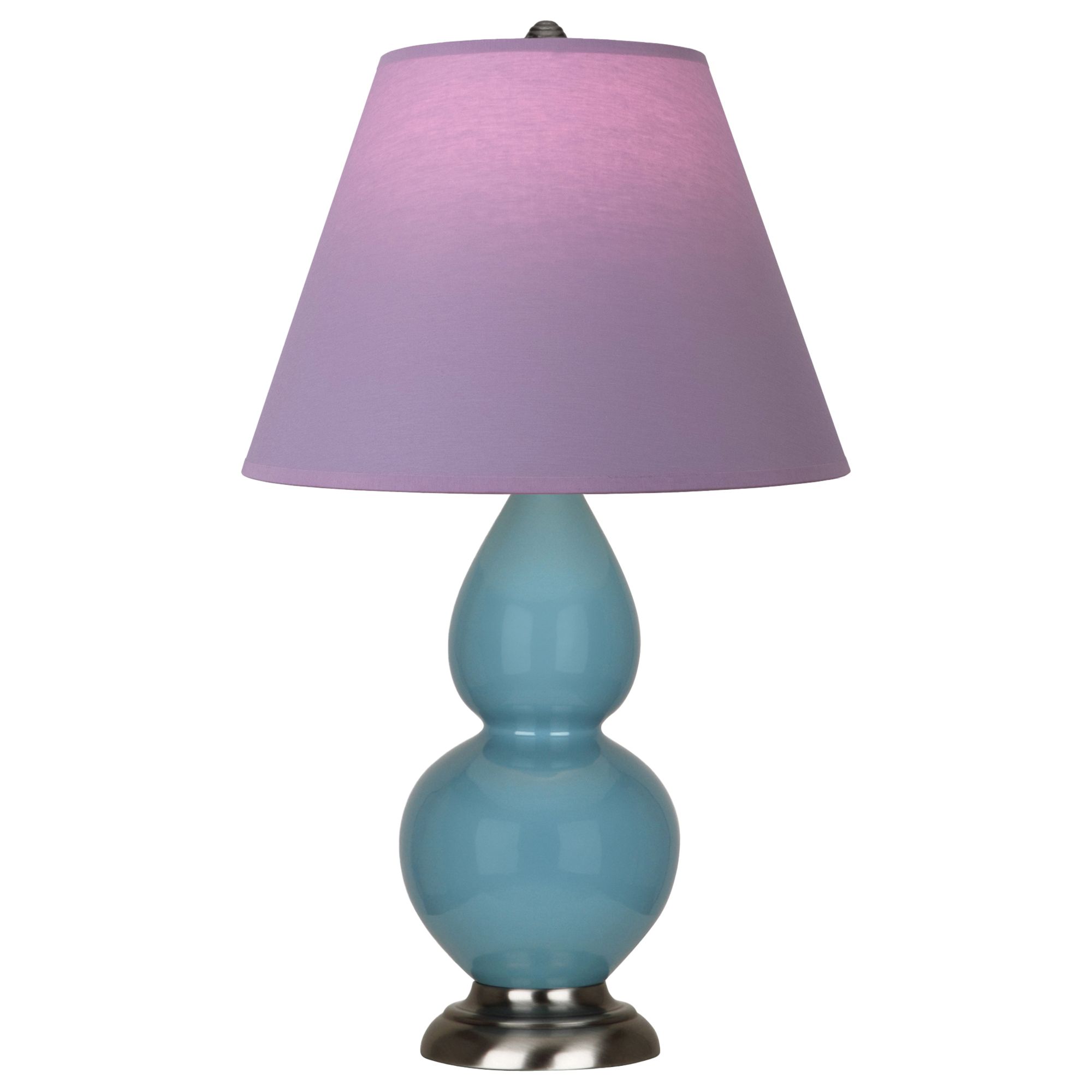Image 2 Double Gourd 23"H Steel Blue And Silver Lamp w/ Lavender And Plum Shade more views