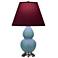 Double Gourd 23"H Steel Blue And Silver Lamp w/ Plum And Lavender Shade