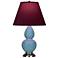 Double Gourd 23"H Steel Blue And Silver Lamp w/ Plum And Lavender Shade