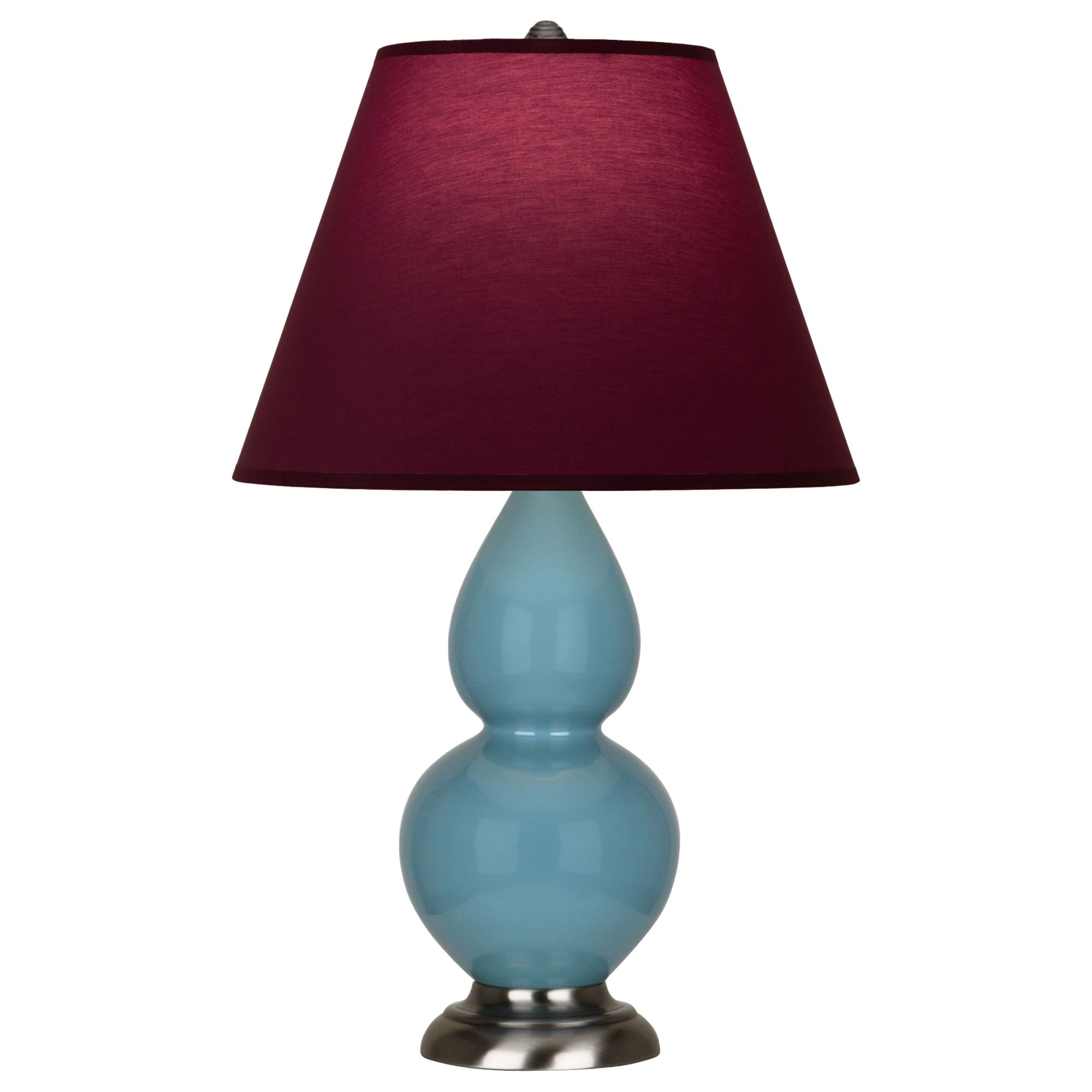 Image 2 Double Gourd 23"H Steel Blue And Silver Lamp w/ Plum And Lavender Shade more views