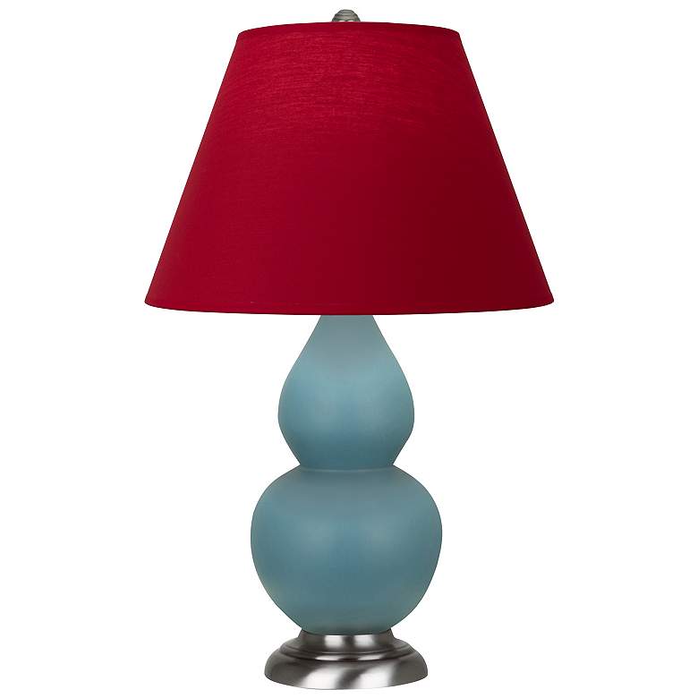 Image 1 Double Gourd 23"H Steel Blue And Silver Lamp w/ Rose And Ink Shade