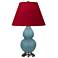 Double Gourd 23"H Steel Blue And Silver Lamp w/ Rose And Ink Shade