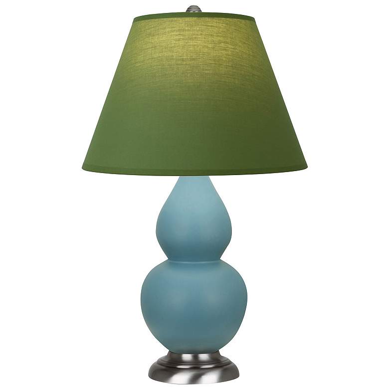 Image 1 Double Gourd 23"H Steel Blue And Silver Lamp w/ Tea And Taupe Shade