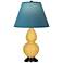 Double Gourd 23"H Sunset And Bronze Lamp w/ Bright Blue And Gray Shade