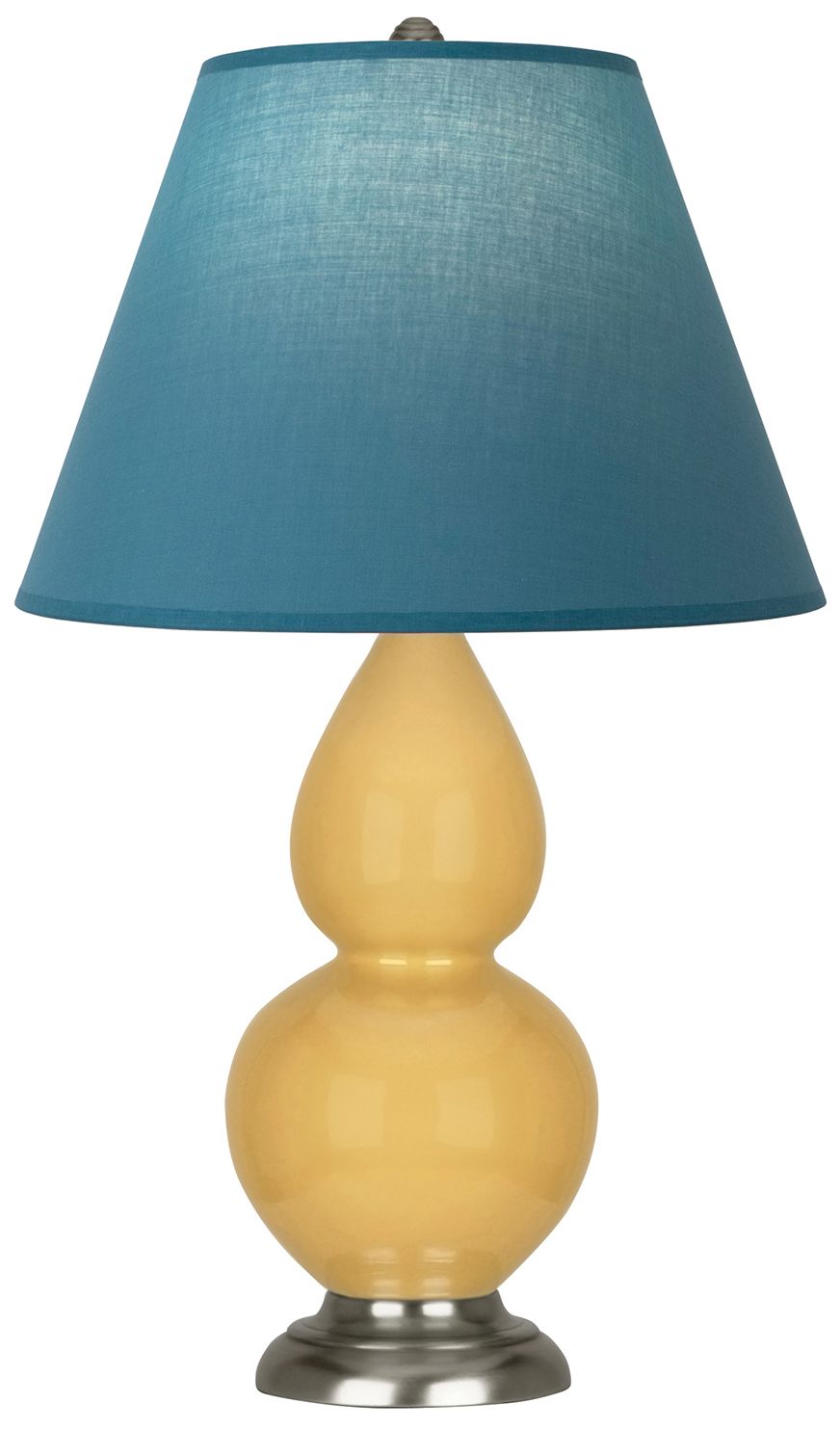 Double Gourd 23"H Sunset & Silver Lamp w/ Bright Blue & Gray Made to Order