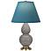 Double Gourd 23"H Taupe And Brass Lamp w/ Bright Blue And Gray Shade