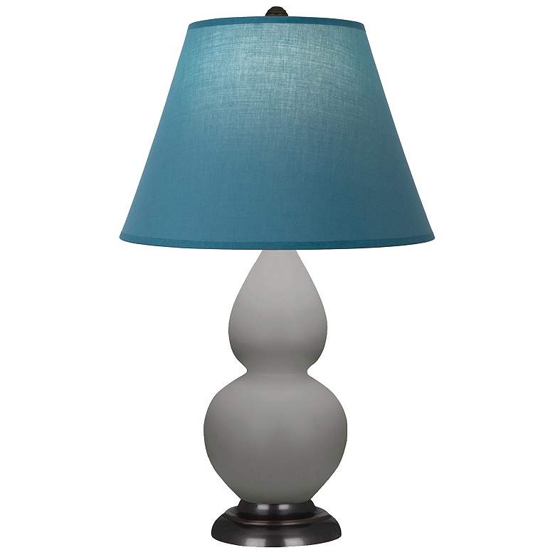 Image 1 Double Gourd 23"H Taupe And Bronze Lamp w/ Bright Blue And Gray Shade