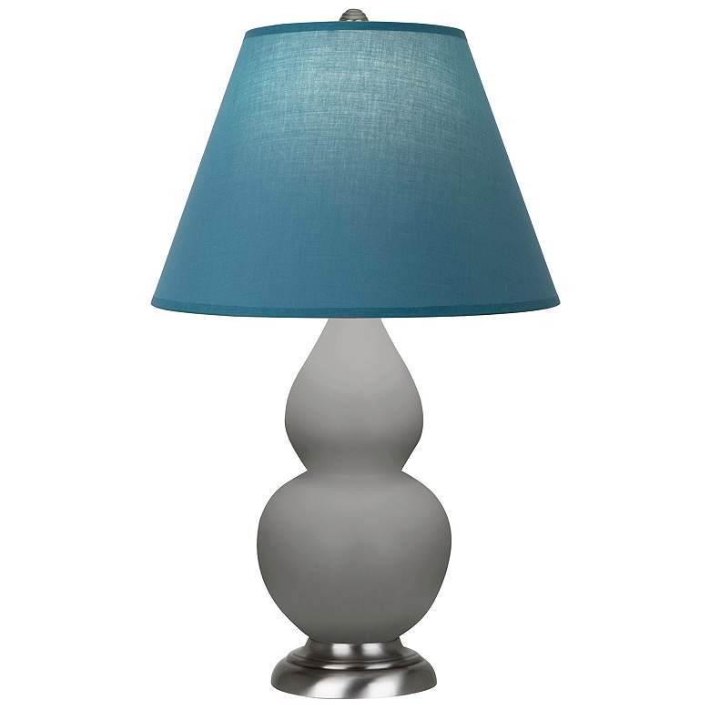 Image 1 Double Gourd 23"H Taupe And Silver Lamp w/ Bright Blue And Gray Shade