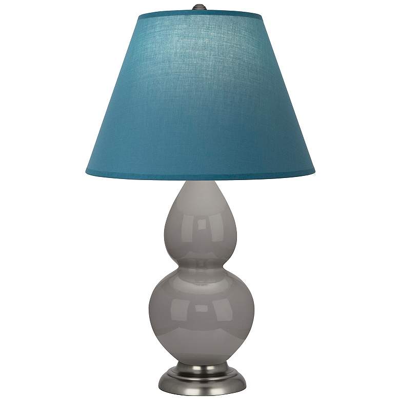Image 1 Double Gourd 23"H Taupe And Silver Lamp w/ Bright Blue And Gray Shade