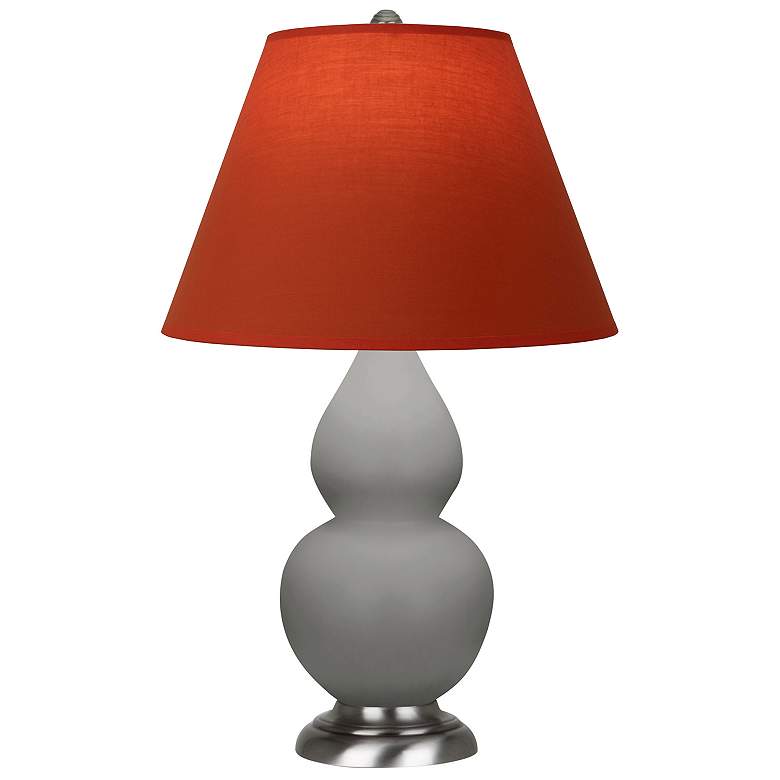 Image 1 Double Gourd 23"H Taupe And Silver Lamp w/ Tangerine And Taupe Shade