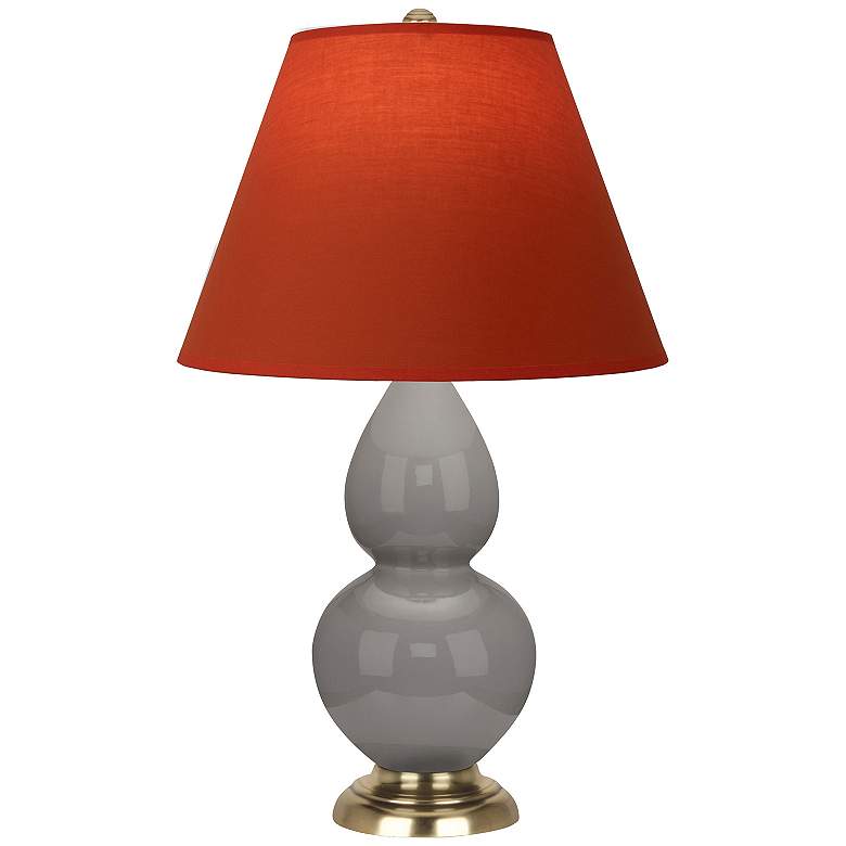 Image 1 Double Gourd 23"H Taupe And Silver Lamp w/ Tangerine And Taupe Shade