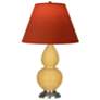 Double Gourd 23"H Yellow And Silver Lamp w/ Tangerine And Taupe Shade